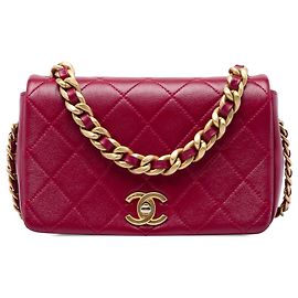 Borsa Chanel Small Quilted Shiny Lambskin Flap Satchel Rosa Fashion Therapy
