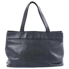 Borsa a tracolla Chanel Coco Mark Line in pelle caviar nera