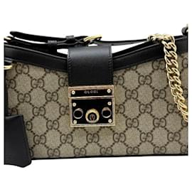 GUCCI GG Supreme Padlock kleine Schultertasche aus Leder