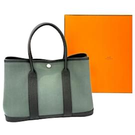 Hermès HERMES Garden Party TPM Toile Officier Khaki Tote Bag