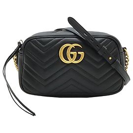 Gucci Borsa a tracolla Small GG Marmont Matelassé in pelle di vitello nera