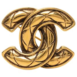 Spilla matelassé Chanel Gold CC placcata oro