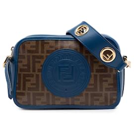 Borsa Camera Fendi in tela rivestita Zucca marrone con logo FF