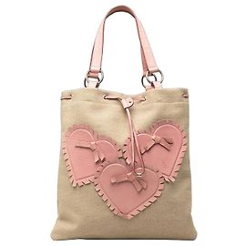 Borsa Tote Kahala Saint Laurent in tela beige con cuore
