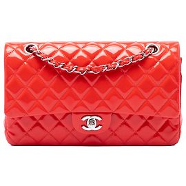 Chanel Red Medium Classic Patent Double Flap