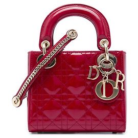 Dior Red Mini Patent Cannage Lady Dior