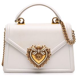 Dolce & Gabbana Devotion kleine Satchel aus glattem weißem Kalbsleder