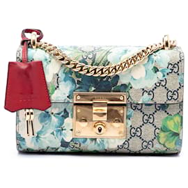 Gucci Beige Small GG Supreme Blooms Padlock Crossbody