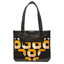 Prada Shopper aus bedrucktem Canvas und Leder in Braun