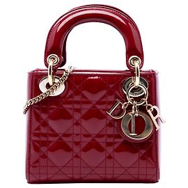 Dior Red Mini Patent Cannage Lady Dior