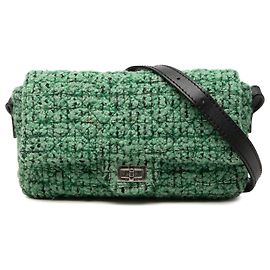 Chanel Green Small Quilted Tweed Reissue 2.55 Easy Messenger Flap
