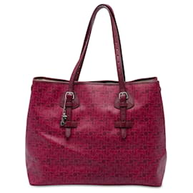 Céline Celine Borsa Tote Le Horse Carriage in tela rivestita rossa