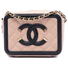 Chanel Beige Mini Caviar CC Filigree Crossbody