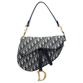 Borsa Saddle Dior in tela Oblique blu