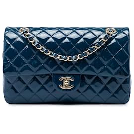 Chanel Blue Medium Classic Patent Double Flap