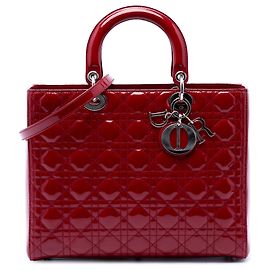 Dior Red Large Patent Cannage Lady Dior