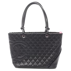 Borsa Tote Chanel Cambon Ligne Grande in Pelle di Agnello Nera