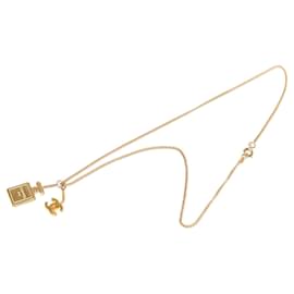 Collar colgante Chanel Gold CC chapado en oro con forma de frasco de perfume No 5