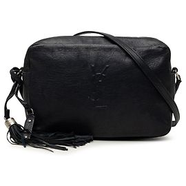 Borsa Lou Camera Bag Small in pelle di agnello nera con monogramma Saint Laurent
