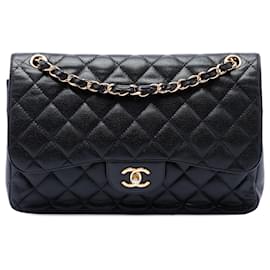 Chanel Black Jumbo Classic Caviar Double Flap