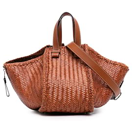 Bolso Satchel Hammock LOEWE de piel de becerro trenzada marrón Medium