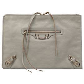 Clutch Balenciaga Gray Goatskin Motocross Classic Metallic Edge