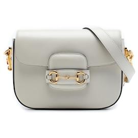 Gucci Borsa a tracolla Small Horsebit 1955 in pelle di vitello bianca con Web