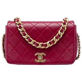 Chanel Pink Small Quilted Shiny Lambskin Fashion Therapy Flap