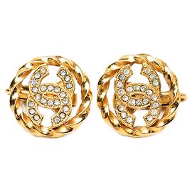Orecchini a clip Chanel Gold CC placcati oro Strass