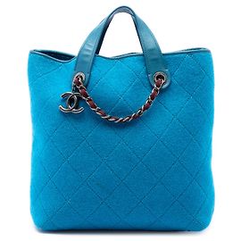 Chanel Blue Medium CC Quilted Felt Pop Tote
