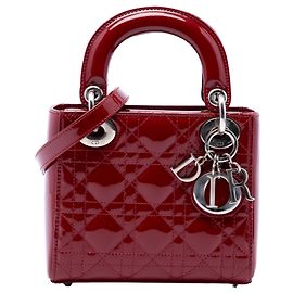 Dior Red Mini Patent Cannage Lady Dior