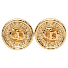 Orecchini a clip Dior Gold placcati in oro con logo CD e strass