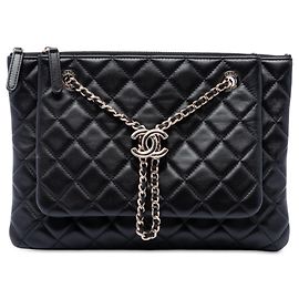 Chanel Black CC Quilted Lambskin Double Zip Crossbody