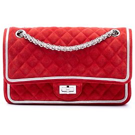 Chanel Red Quilted Suede Reissue 2.55 Double Flap 225