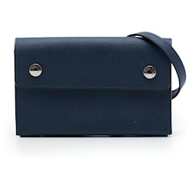 Hermès Blue Epsom Hermesnap Wallet On Strap