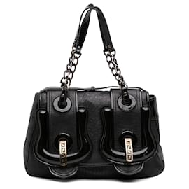 Borsa Fendi B Bag in pelle nera taglia Medium con manico superiore