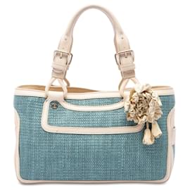 Céline Borsa a mano Celine Boogie in rafia blu