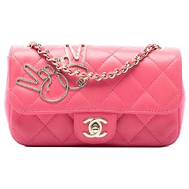 Chanel Pink Extra Mini Lambskin V for Victory Flap
