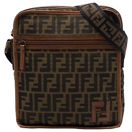 Borsa a tracolla Fendi in tela Zucca marrone