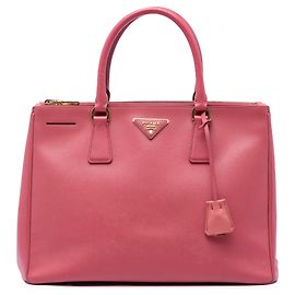 Prada Borsa Tote Galleria Double Zip Large in pelle Saffiano Rosa