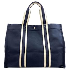 Borsa tote Hermès Bora blu navy in tela