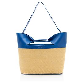 Borsa Tote The Bow in pelle e rafia Alexander McQueen