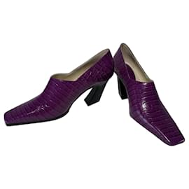 Bottega Veneta Lewis Décolleté Effetto Coccodrillo Beetroot Taglia 40