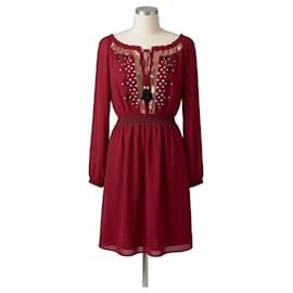 Vestido corto Altuzarra bordeaux con bordados