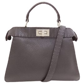 Borsa 2-Way Fendi Peekaboo I.U. Selleria in vitello grigio