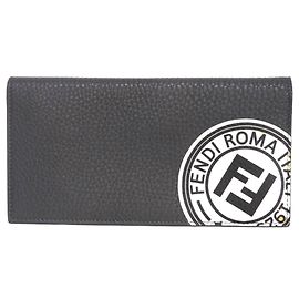 Fendi Gray Embossed Leather Long Wallet