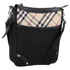 Bolsa de Ombro BURBERRY Nova Check Canvas Black Beige Auth am12376V