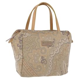 ETRO Paisley Handtasche Canvas Beige Auth am12428A