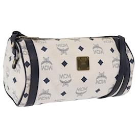 Borsa a tracolla MCM Vicetos Logogram PVC White Gold Auth 198277