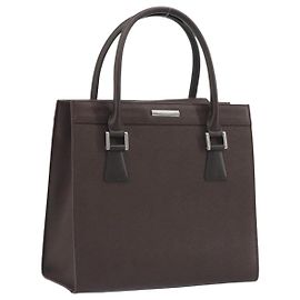 Borsa a mano BURBERRY in pelle marrone argento Auth BA14870A